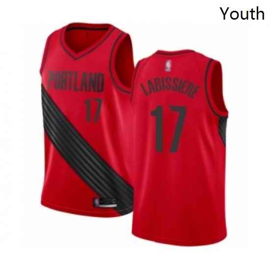 Youth Portland Trail Blazers 17 Skal Labissiere Swingman Red Basketball Jersey Statement Edition